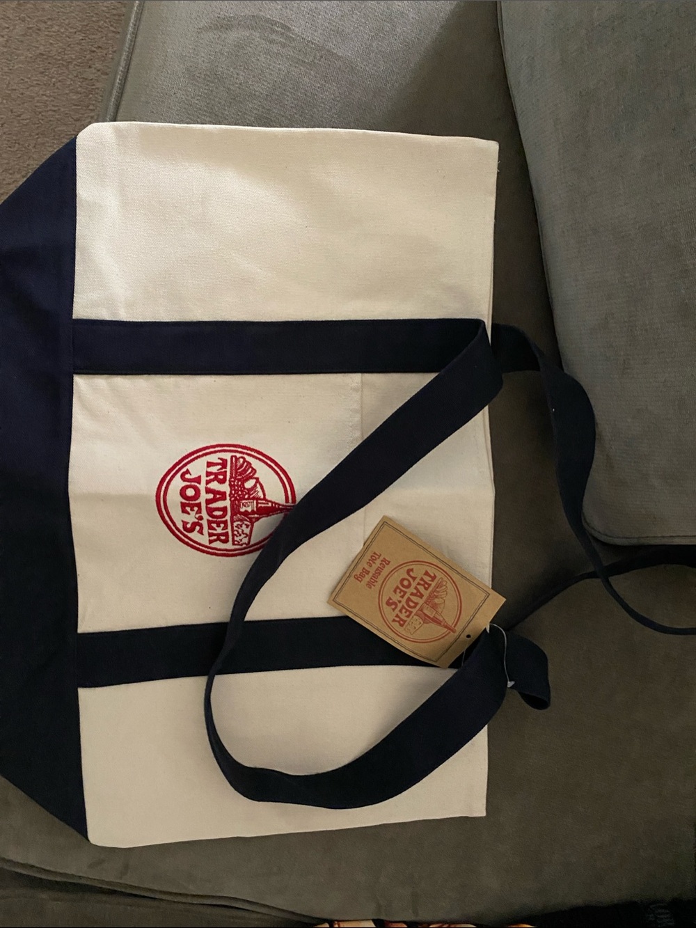 Trader Joe’s Navy & White Canvas Tote Bag